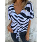 💥Limited Sale Only ￡11.99!!✨Women's V-Neck Tie-Front Zebra Print T-Shirt