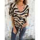 💥Limited Sale Only ￡11.99!!✨Women's V-Neck Tie-Front Zebra Print T-Shirt