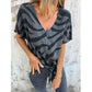💥Limited Sale Only ￡11.99!!✨Women's V-Neck Tie-Front Zebra Print T-Shirt