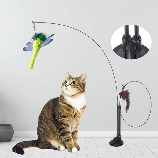 ⏳LAST DAY SALE ONLY ￡7.99!!🔥Auto Interactive Cat Toy Wand 🐾 – 10-in-1 Hands-Free Indoor Cat Toy with Natural Bird Feathers 🪶, Bouncing Ball 🎾 & Suction Cup Base 💦 – Keeps Your Curious Kitty Entertained While You’re Away! 😺🇬🇧