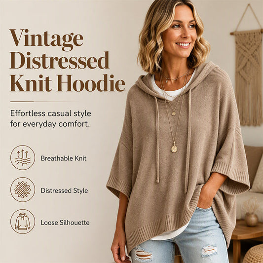 🎁2026 NEW - 50% OFF👚Oversized Knit Hoodie with Drawstring
