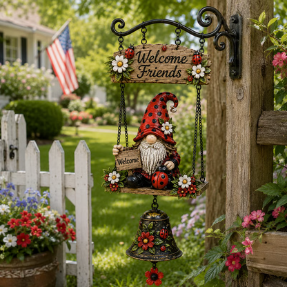 🥳2026 HOT SALE🥳💞50K+ SOLD! 🔔🧙‍♂️ 50% OFF! Gnome Welcome Doorbell Outdoor Decor – Charming gnome figure with clear melodic bell. Durable zinc alloy, weatherproof & easy to hang – a whimsical welcome for every guest! 🏠✨