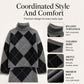 🎁💥LAST DAY SALE 50% OFF!!🍂✨ Women's Argyle Knit Sweater & Skirt Set – Elegant, Cosy & Effortlessly Chic