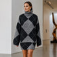 🎁💥LAST DAY SALE 50% OFF!!🍂✨ Women's Argyle Knit Sweater & Skirt Set – Elegant, Cosy & Effortlessly Chic
