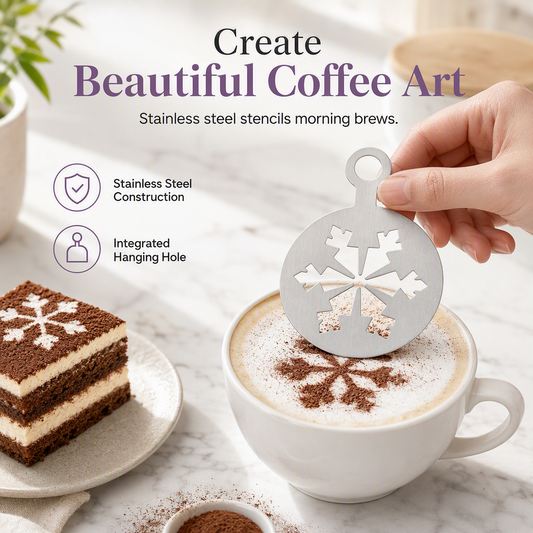🎁💥LAST DAY SALE 50% OFF!!☕Stainless Steel Coffee Latte Art Stencil Template