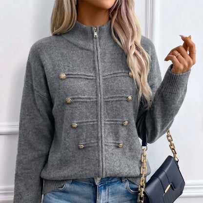 🎁💥LAST DAY SALE 50% OFF!!🔥✨ Effortless Elegance | Women's Casual Double Zipper Sweater Jacket