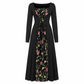 🥳AUTUMN HOT SALE🥳🍂50K+ SOLD!💥50% OFF! Women's Square Neck Lace Up Corset Maxi Dress with Floral Embroidered Mesh Panel🌸