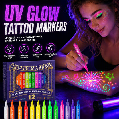 🥳2026 HOT SALE💞50K+ SOLD!🎁 Glow Party Tattoo Pens – Neon glow & easy to apply ✨