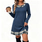 🎁💥LAST DAY SALE ONLY ￡14.99!!💖Women's Casual Plaid Patchwork Knit Dress