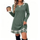 🎁💥LAST DAY SALE ONLY ￡14.99!!💖Women's Casual Plaid Patchwork Knit Dress