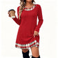 🎁💥LAST DAY SALE ONLY ￡14.99!!💖Women's Casual Plaid Patchwork Knit Dress