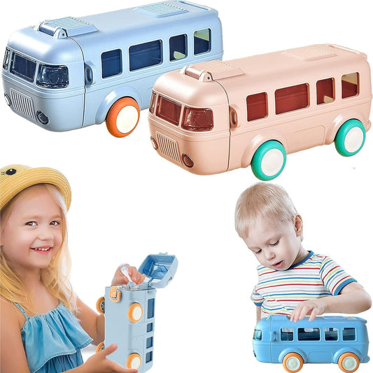 🚌Fun Kids Water Bottle🥤Bus Shaped  Leak-Proof Sipper with Straw - Ideal for School🚌